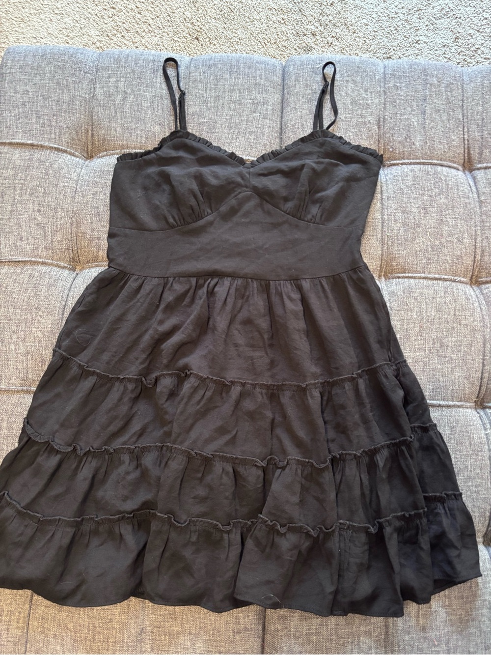 Trixxi Black Tiered Spaghetti Strap Mini Dress